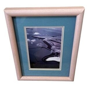 C.J. Calinoff Aerial Art Print with Wooden Pink Frame and Blue Border Decor 11"